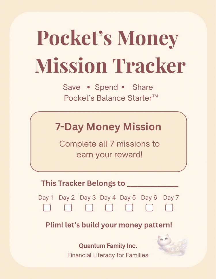 Pocket Tracker Packet printable pages showing daily progress tracking layout for kids with simple structured boxes and guided sections